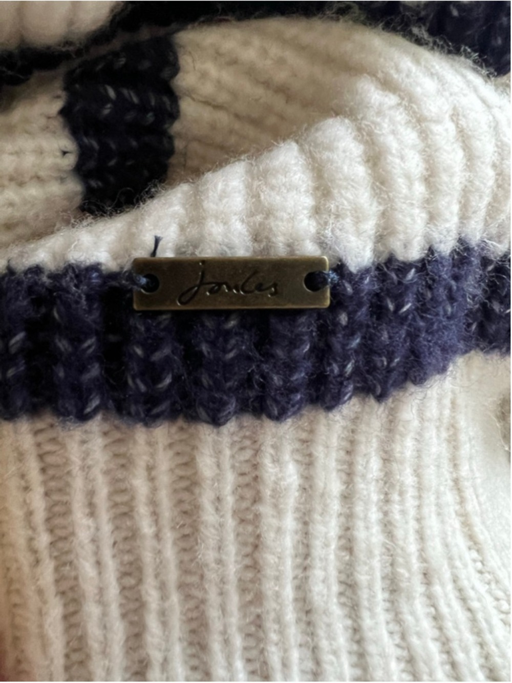 Women's Joules White Rainbow Stripe Crew Neck Sweater Size 8 - Picture 5 of 8